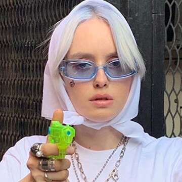 Dollger Trendy Rectangle Sunglasses for Women Retro y2k blue Sunglasses Color 90s sunglasses Blue