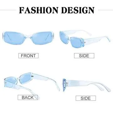 Dollger Trendy Rectangle Sunglasses for Women Retro y2k blue Sunglasses Color 90s sunglasses Blue