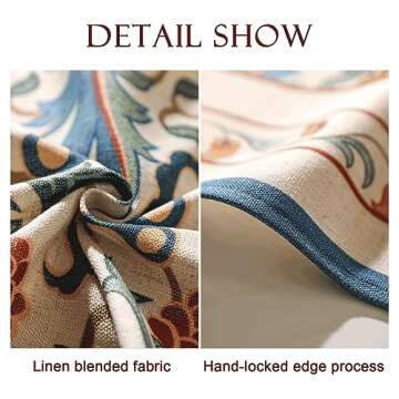 patdrea French Linen Pattern Tablecloth Soft Durable Floral Table Cloth Designer Kitchen Dining Tablecloth for Rectangular Tables for Parties Christmas 55"x 71"