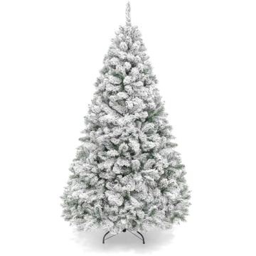 Best Choice Products Artificial Christmas Tree, 7.5ft Unlit Snow Flocked Design Pine Tree, Full Appe...