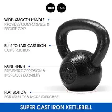 Yes4All Kettlebells Set 10 15 lbs Weight Cast Iron for Dumbbell Weights Exercises, Gym, Fitness, Ful...