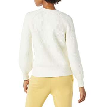 Amazon Essentials Women's Soft Touch Ribbed Blouson Cardigan - Discontinued Colors, Ivory, X-Small