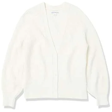 Amazon Essentials Women's Soft Touch Ribbed Blouson Cardigan - Discontinued Colors, Ivory, X-Small