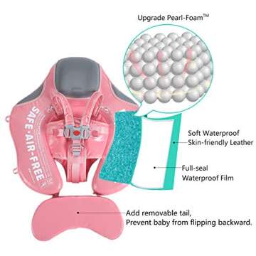 Mambobaby Float Add Tail Baby Swim Float with Canopy, Non-Inflatable Solid Baby Float, Upgrade Soft ...