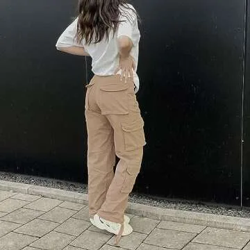Viatabuna High Waisted Cargo Pants for Women Streetwear