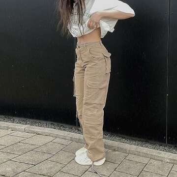 Viatabuna High Waisted Cargo Pants for Women Streetwear
