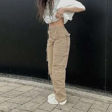 Viatabuna High Waisted Cargo Pants for Women Streetwear
