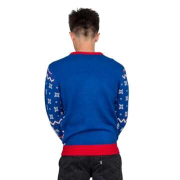 Rolling Stones Classic Tongue Royal Blue Ugly Christmas Sweater (Adult Large)