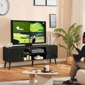 Iwell 55 inch TV Stand with Storage & Open Shelves