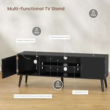 Iwell 55 inch TV Stand with Storage & Open Shelves