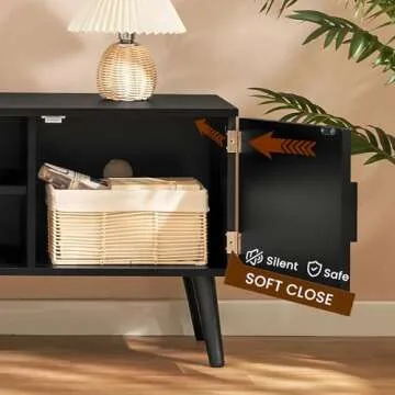 Iwell 55 inch TV Stand with Storage & Open Shelves