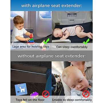B1jounie YA Toddler Airplane Bed, Kids Airplane Seat Extender Travel Bed, Kids Airplane Travel Essentials