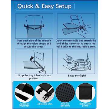 B1jounie YA Toddler Airplane Bed, Kids Airplane Seat Extender Travel Bed, Kids Airplane Travel Essentials