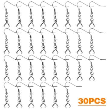 BronaGrand 30pcs Stainless Steel Earring Hooks with Pendant Clasp Hypoallergenic French Ear Wire Buc...
