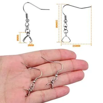 BronaGrand 30pcs Stainless Steel Earring Hooks with Pendant Clasp Hypoallergenic French Ear Wire Buckle Fish Hooks for DIY Earrings Jewelry Making