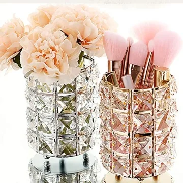 Pahdecor Crystal Makeup Brush Holder for Vanity and Office