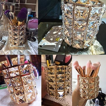 Pahdecor Crystal Makeup Brush Holder for Vanity and Office
