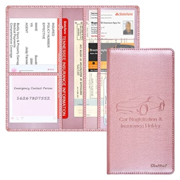Techion Car Insurance and Registration Holder - Stylish Rose Gold Organizer for Your Vehicle