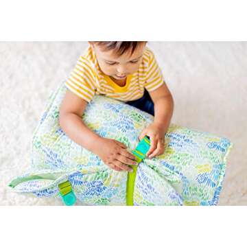 LOVEVERY The Nap Mat One-Piece Cozy Naptime Set with Padded Mat, Blanket, & Pillow for Toddlers; Sof...