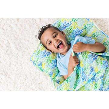 LOVEVERY The Nap Mat One-Piece Cozy Naptime Set with Padded Mat, Blanket, & Pillow for Toddlers; Soft Organic Cotton, Perfect for Kids Preschool, Daycare, Travel Sleeping Bag, Ages 18+ Months.