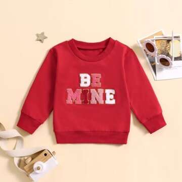 Socutebabe Toddler Girl Valentines Outfit Kiss Me Shirts Crewneck Sweatshirt Pullover Tops Infant Baby Spring Clothes