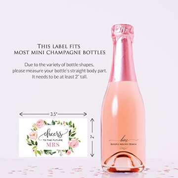 Set of 12 Blush Pink Floral Bridal Shower Mini Champagne Bottle Labels, WATERPROOF Polyester Mini Wine Bottle Labels, Cheers to the Future Mrs, Bachelorette Party