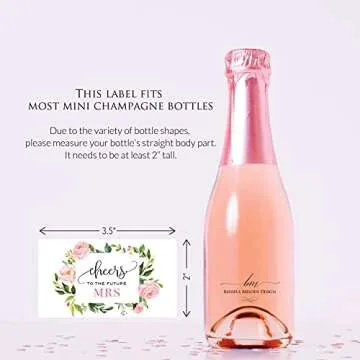 Set of 12 Blush Pink Floral Bridal Shower Mini Champagne Bottle Labels, WATERPROOF Polyester Mini Wine Bottle Labels, Cheers to the Future Mrs, Bachelorette Party