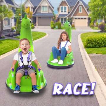 Bumpeez Bumper Car for Kids, 12V Electric Ride on Toy with Remote Control, LED Lights & Music for To...