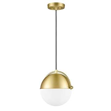 Light Society LS-C481-BB-WH Sara Pendant Light - Elegant Brass/White Design