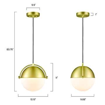 Light Society LS-C481-BB-WH Sara Pendant Light - Elegant Brass/White Design