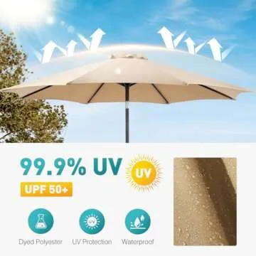 OLIXIS 9ft Patio Umbrella with Tilt & Crank for Outdoor Use