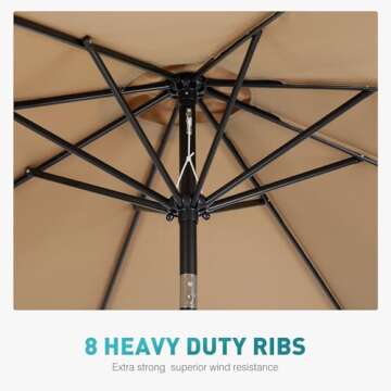 OLIXIS 9ft Patio Umbrella with Tilt & Crank for Outdoor Use