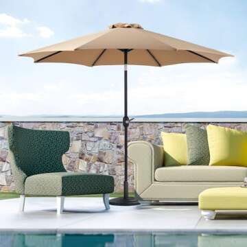 OLIXIS 9ft Patio Umbrella with Tilt & Crank for Outdoor Use