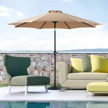OLIXIS 9ft Patio Umbrella with Tilt & Crank for Outdoor Use