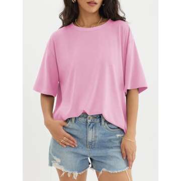 ATHMILE Oversized Women's Summer Tee Casual Blouse