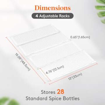 Lifewit Plastic Adjustable Spice Drawer Organizer, Expandable Spice Rack for Countertop, Jar Storage...