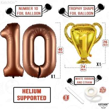 KatchOn, 10th Football Birthday Balloons - 40 Inch, Brown 10 Balloons | Football Birthday Decoration...