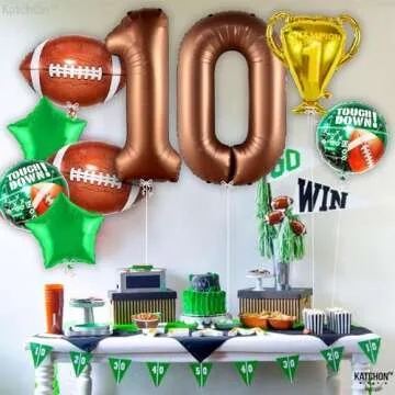 KatchOn Football Birthday Balloons for 10th Birthday