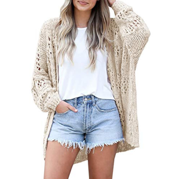 Elegant Beige Crochet Cardigan for Women - Lightweight Summer & Spring Essential