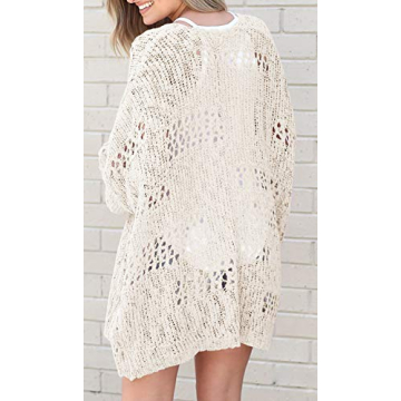 Lightweight Beige Crochet Cardigan Women Summer Spring Essential