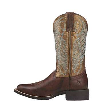 ARIAT Women’s Round Up Wide Square Toe Western Boots – Classic Leather Boot