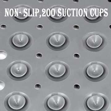 YINENN Bath and Shower Safety Mats 40x16 inch, Non Slip with Suction Cups for Bathroom Stall and Tub Floor, Extra Large and Machine Washable, Drain Holes Keep Bathtub Clean, Grey