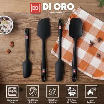 DI ORO Silicone Spatula Set - 600°F Heat-Resistant Cooking Tools