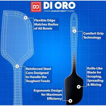 DI ORO Silicone Spatula Set - 600°F Heat-Resistant Cooking Tools