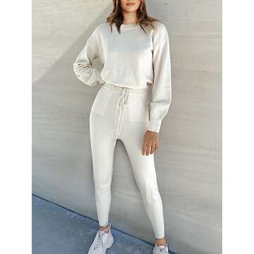 ANRABESS Women's Two Piece Outfits Sweater Sets Long Sleeve Knit Pullover and Jogger Pants Tracksuit Lounge Set 2024 Clothes Medium