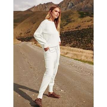 ANRABESS Women's Two Piece Outfits Sweater Sets Long Sleeve Knit Pullover and Jogger Pants Tracksuit Lounge Set 2024 Clothes Medium