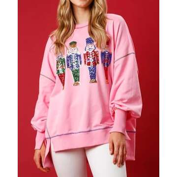 Glkaend Women's Cute Santa Christmas Sweatshirts - Cozy Graphic Pullover for the Holidays!