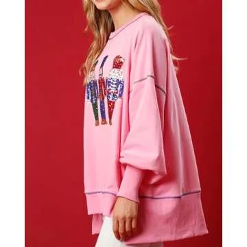 Glkaend Women’s Cute Santa Christmas Sweatshirt for Festive Fun