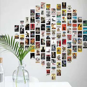 LAPNOXX Movie Posters Post Card, 95PCS Vintage Posters of Classic Movie 7 x 4.7in, Wall Collage Kit Aesthetic Pictures, Retro Room Decor, Movie Room Decor, Wall Collage Kit, Film Photo Wall, Movie Posters, Retro Movie Poster for Dorm