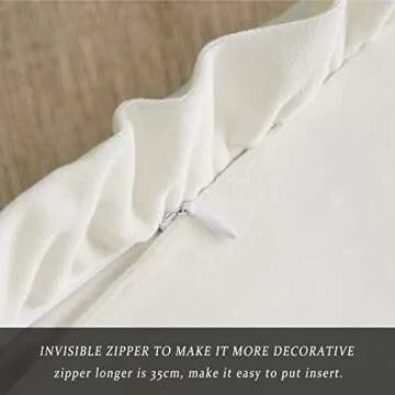 GIGIZAZA Velvet Cream 18x18 Pillow Covers, Set of 2 Decorative Ruffle Ivory Cushoin Pillow Covers for Sofa Couch